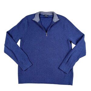 Brooks Brothers Mens 1/4 Zip Blue Pullover Sweater Sz Large